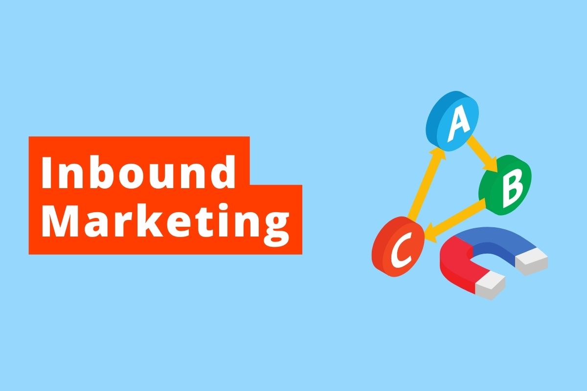 Marketing Digital: O Guia Definitivo para Impulsionar Seu Negócio e Dominar o Mercado Online!" imagem com a inscrição Inbound Marketing e fundo azul ao lado direito uma gravura