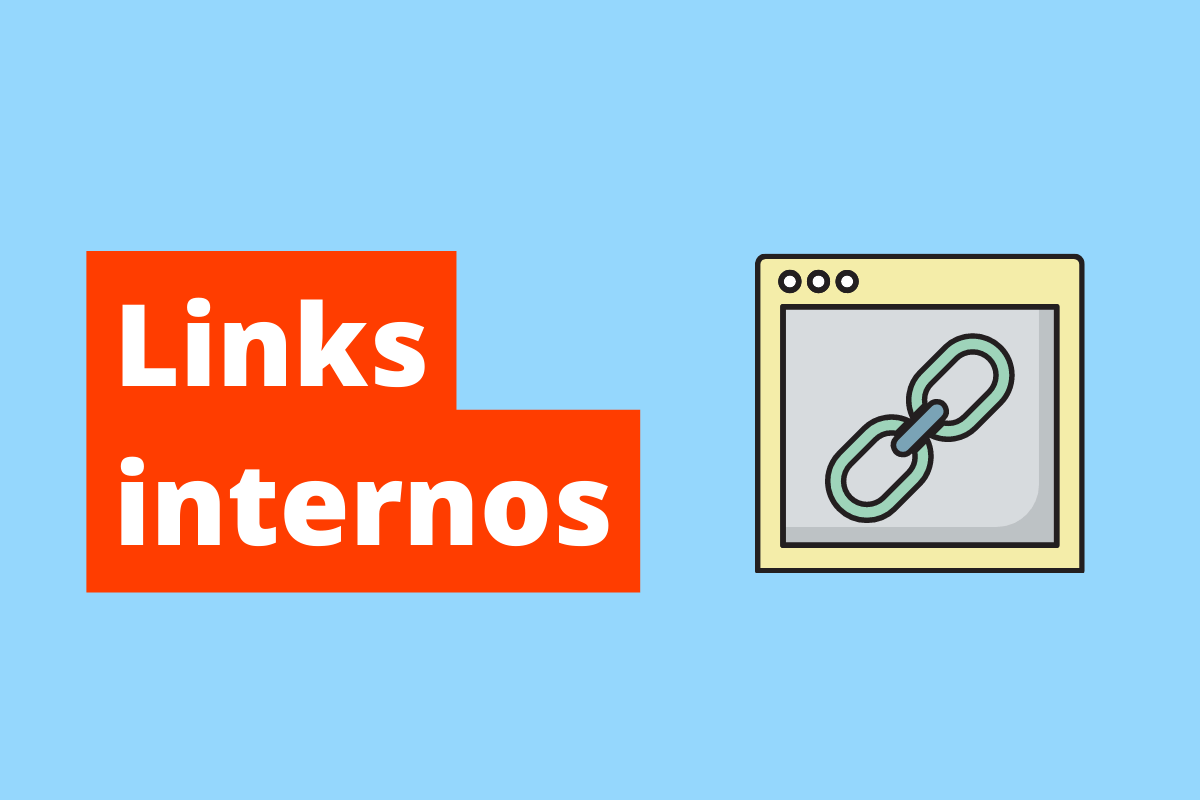 imagem de uma tela com o símbolo de link no meio. O fundo da imagem é azul e tem-se escrito Links internos