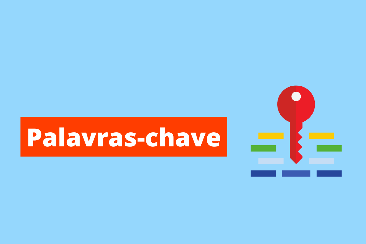 imagem com uma chave vermelha. O fundo da imagem é azul e tem-se escrito Palavras-chave