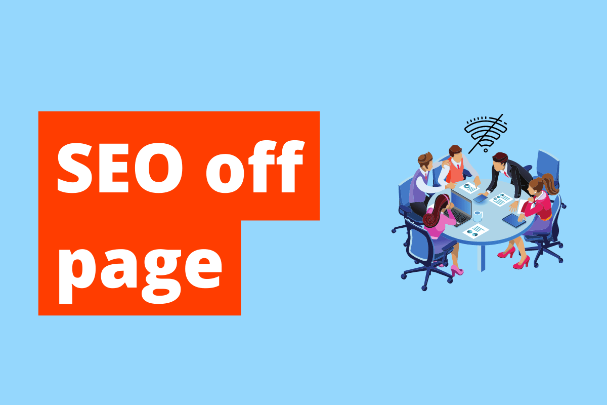 Jorge Moreno - Empreendedor Digital imagem de pessoas sentadas em uma mesa de reunião e, em cima deles, há um símbolo relacionado à falta de wi-fi. O fundo da imagem é azul e tem-se escrito SEO off page