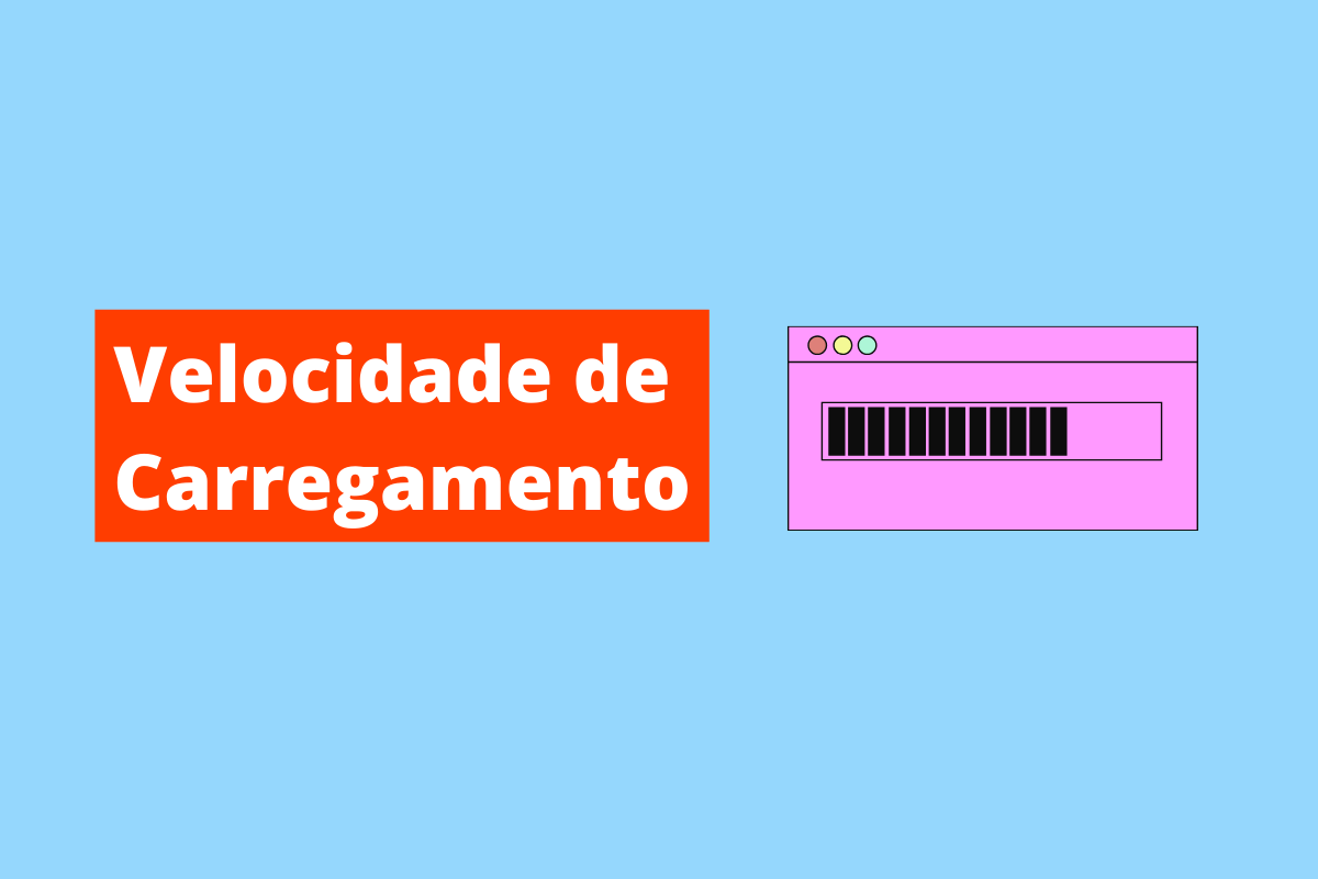 imagem de uma barra de busca carregando. O fundo da imagem é azul e tem-se escrito Velocidade de carregamento