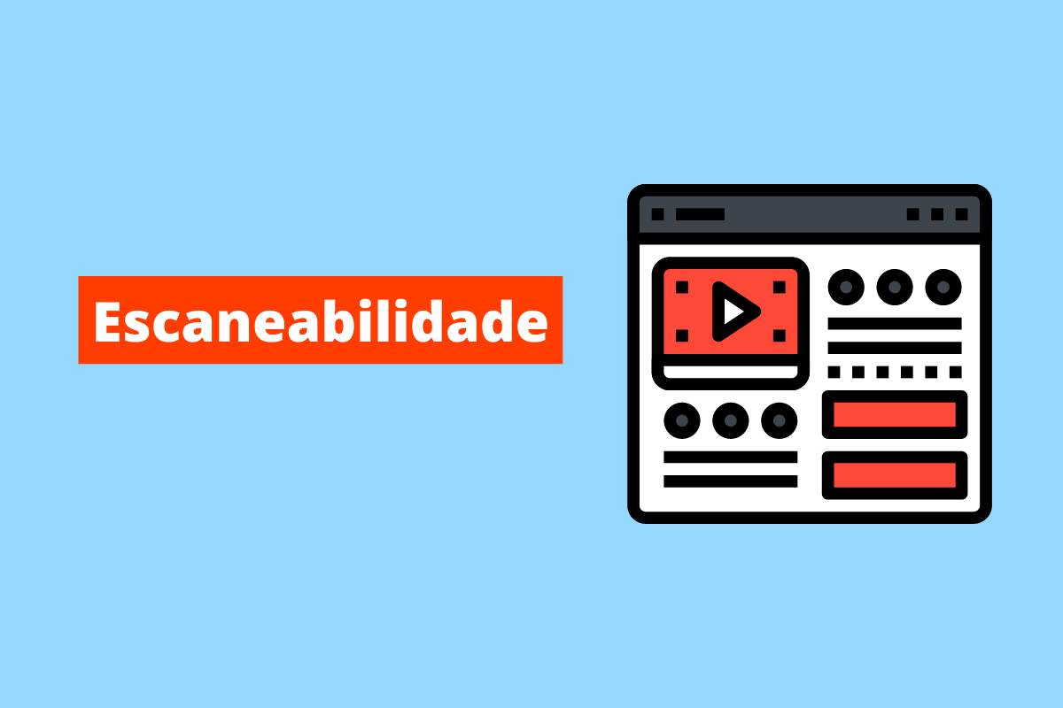 print de uma página online. O fundo da imagem é azul e tem-se escrito escaneabilidade