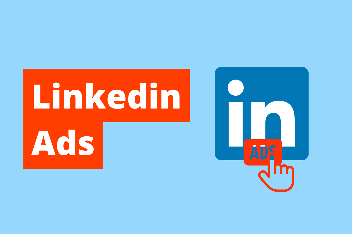 símbolo do Linkedin com o nome ads em cima dela. O fundo da imagem é azul e tem-se escrito Linkedin Ads