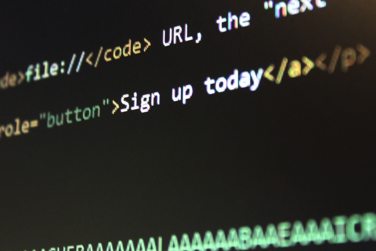 código de programação: links dofollow e nofollow tela de um computador, mostrando códigos de programação