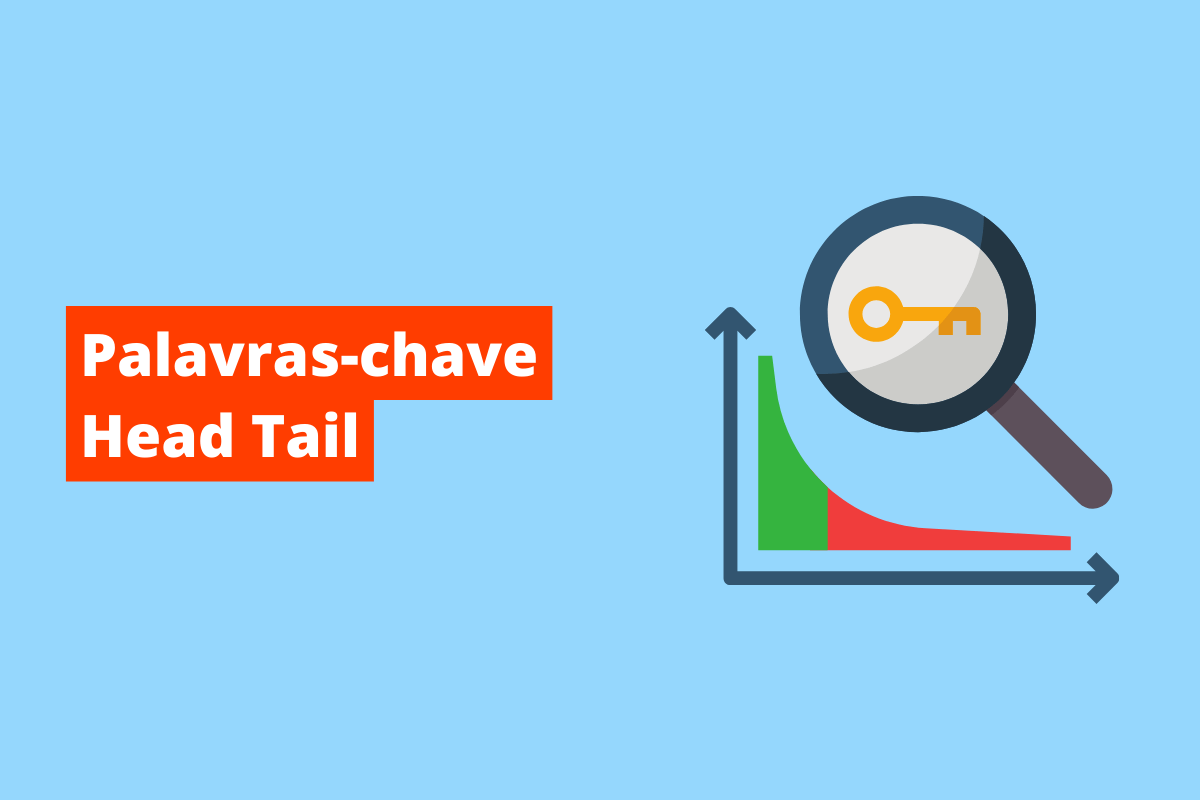 gráfico com uma lupa em cima de uma chave, em cima dele. O fundo da imagem é azul e tem-se escrito Palavras-chave head tail