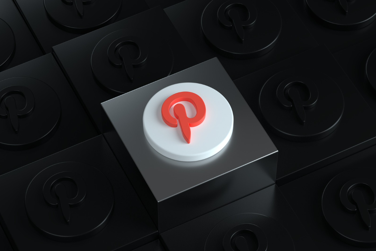 símbolo do pinterest: pinterest bloco preto com o símbolo do pinterest no centro