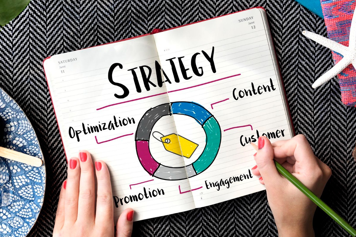 estratégia de vendas: playbook pessoa desenhando uma estratégia de vendas em seu caderno