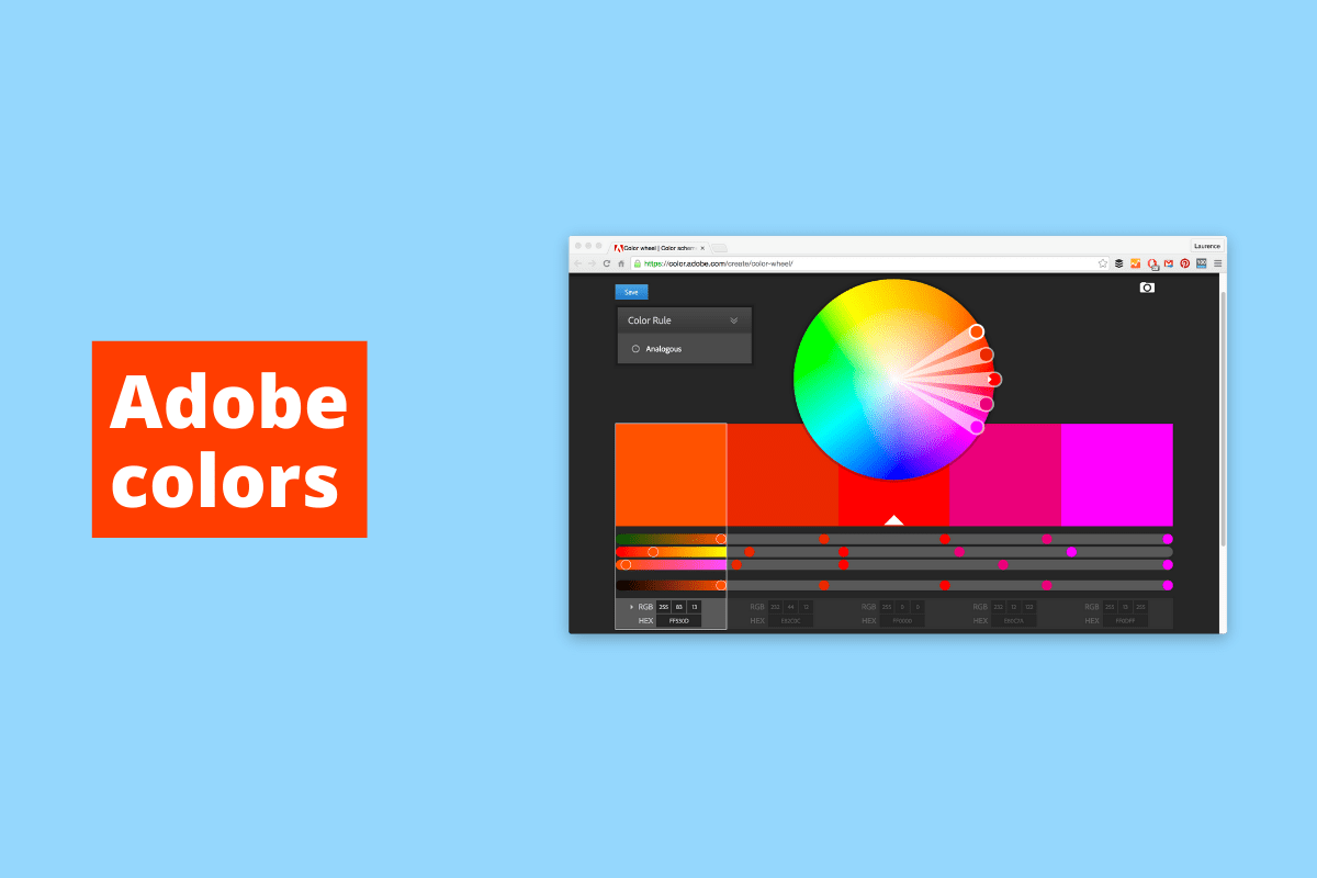 Montagem com símbolo do adobe color e tema do artigo