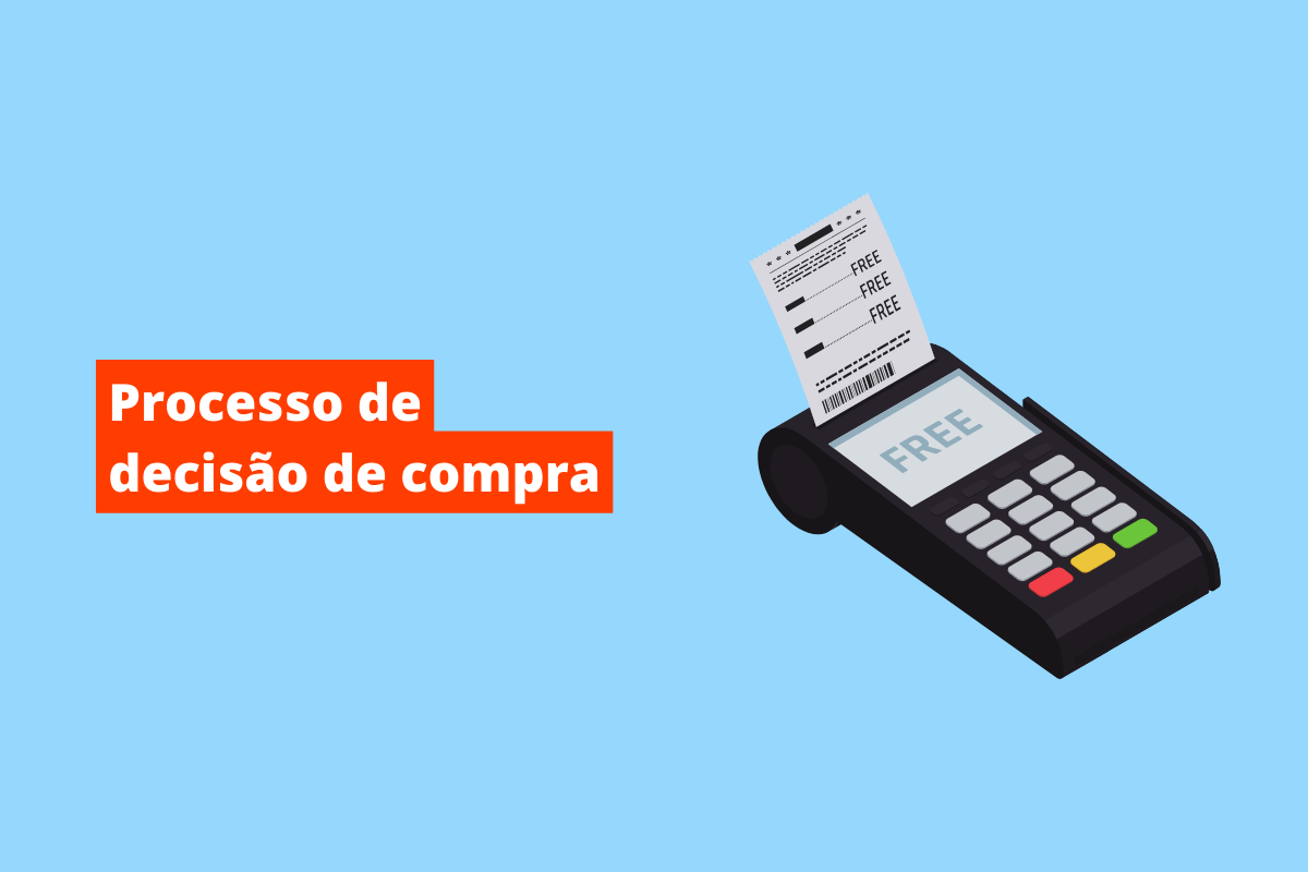 Montagem em fundo azul com nome branco em fundo laranja e símbolo de pinpad à direita