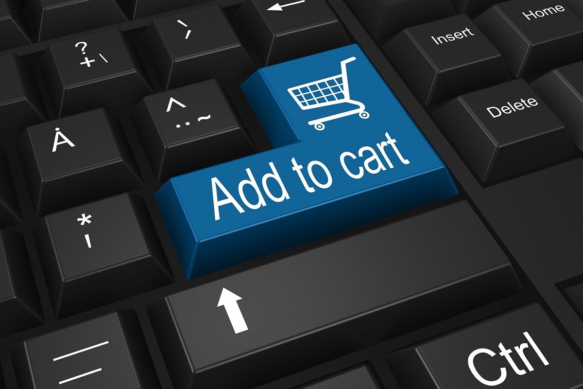 teclado: segmentação de leads teclado de computador com uma tecla de carrinho de compras