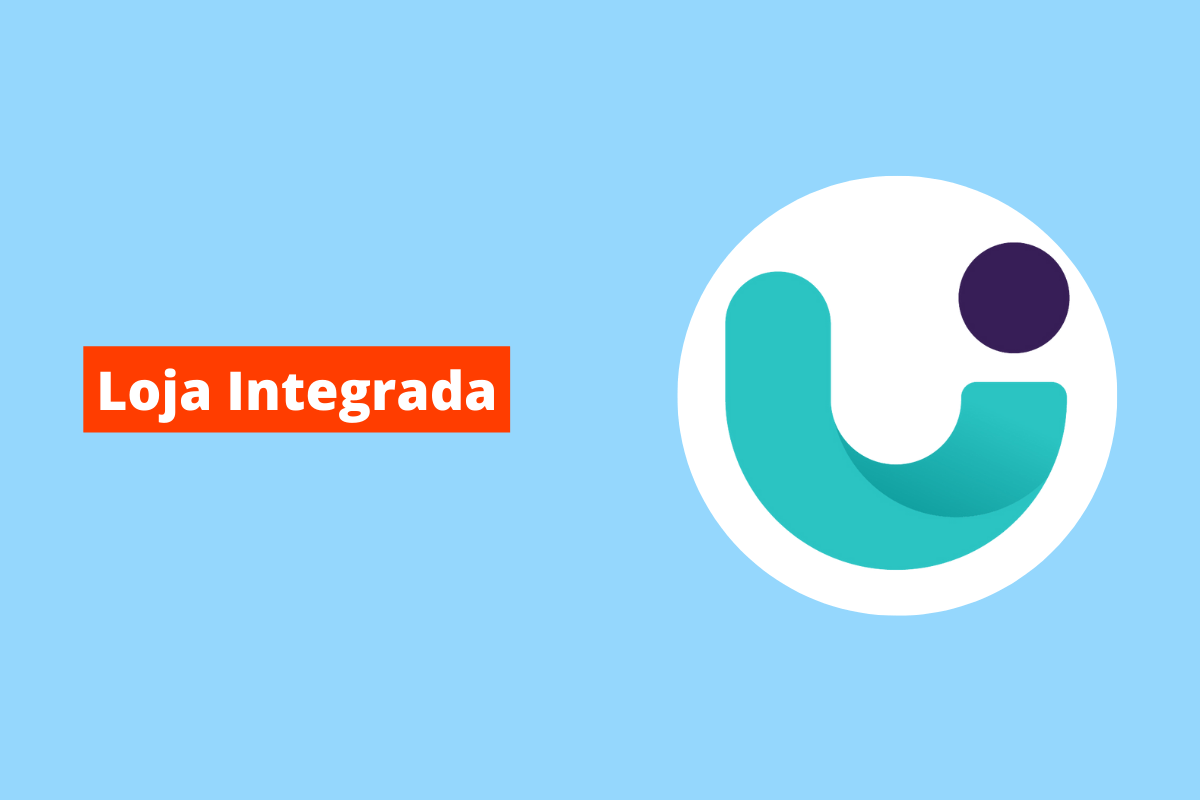 letra u azul. O fundo da imagem é azul e tem-se escrito loja integrada