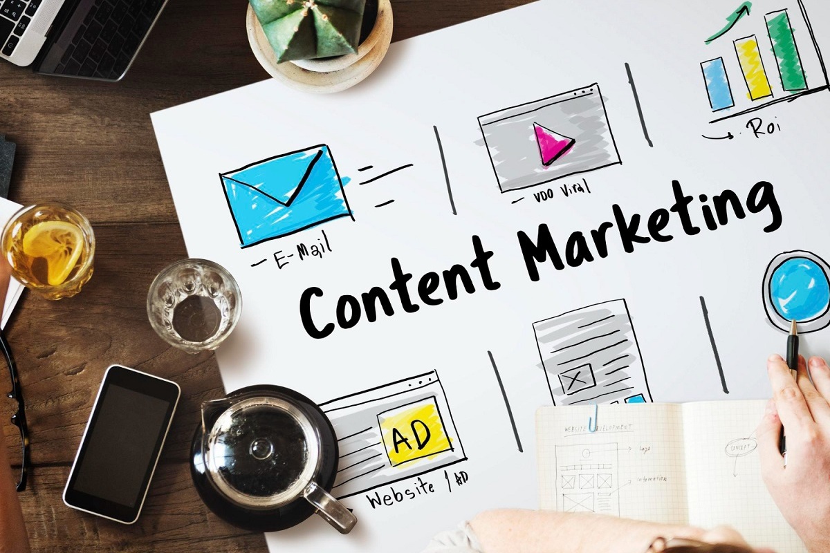 cartaz com o nome marketing de conteúdo escrito em inglês