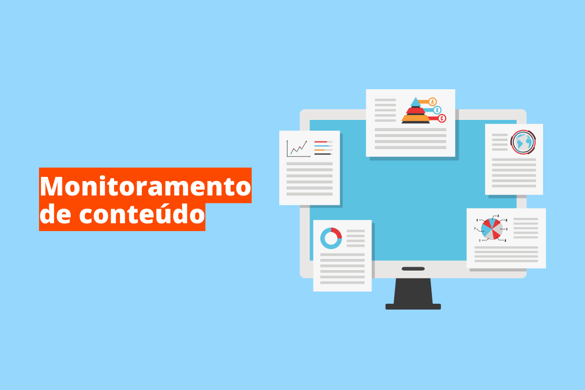 monitor com vários relatórios em volta