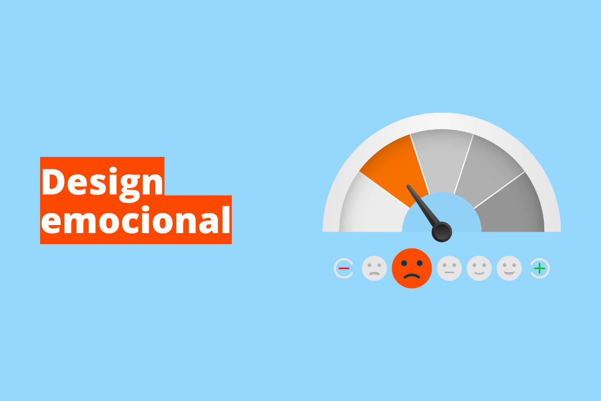 Design emocional: a imagem é um desenho que representa um medidor de conteúdo. O fundo da imagem é azul e tem - se Design emcional