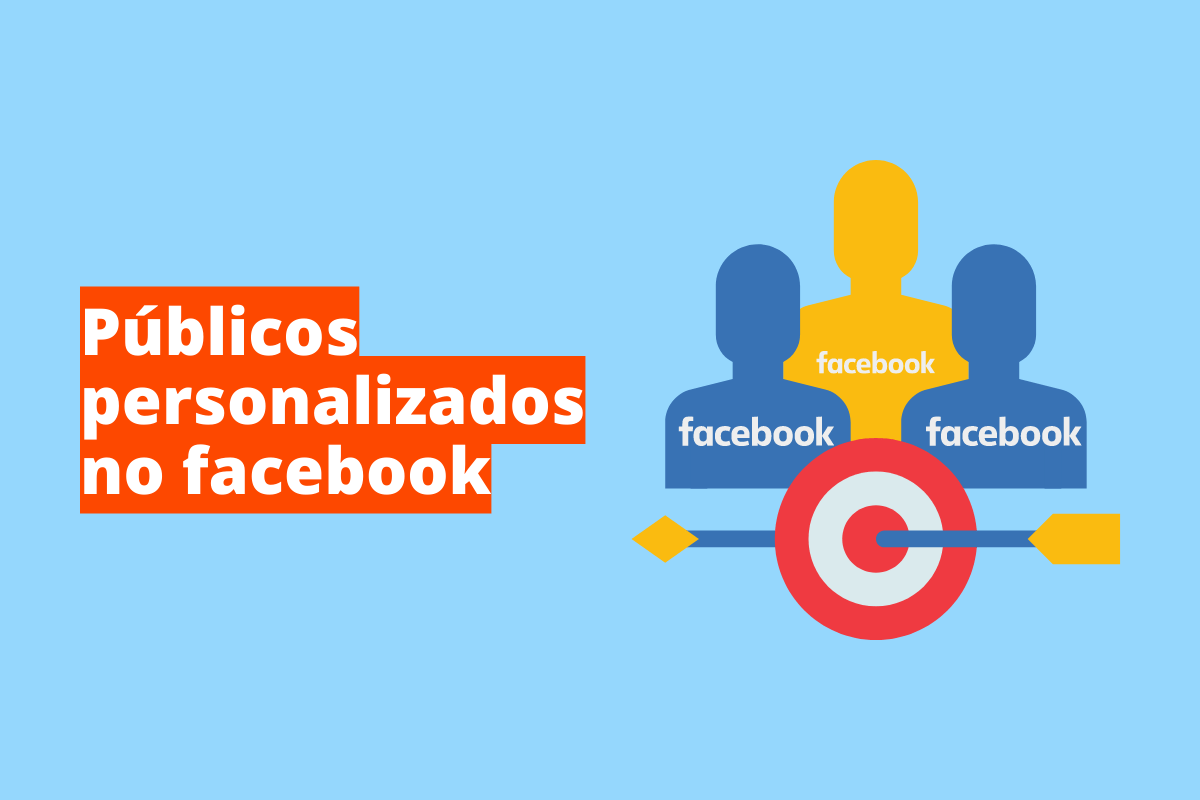 3 avatares um do lado do outro e logo abaixo, um alvo. O fundo da imagem é azul e tem-se escrito públicos personalizados no facebook