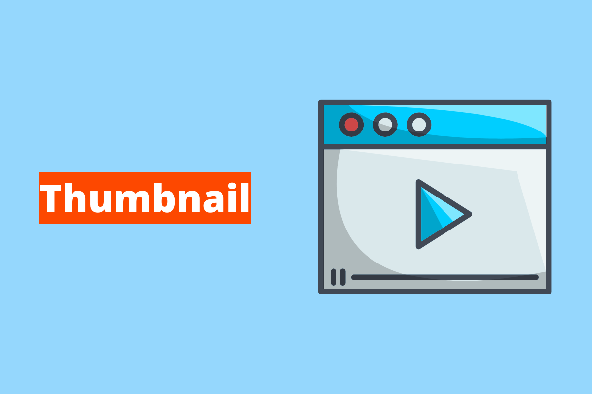 imagem de uma tela com um símbolo do vídeo. O fundo da imagem é azul e tem-se escrito thumbnail