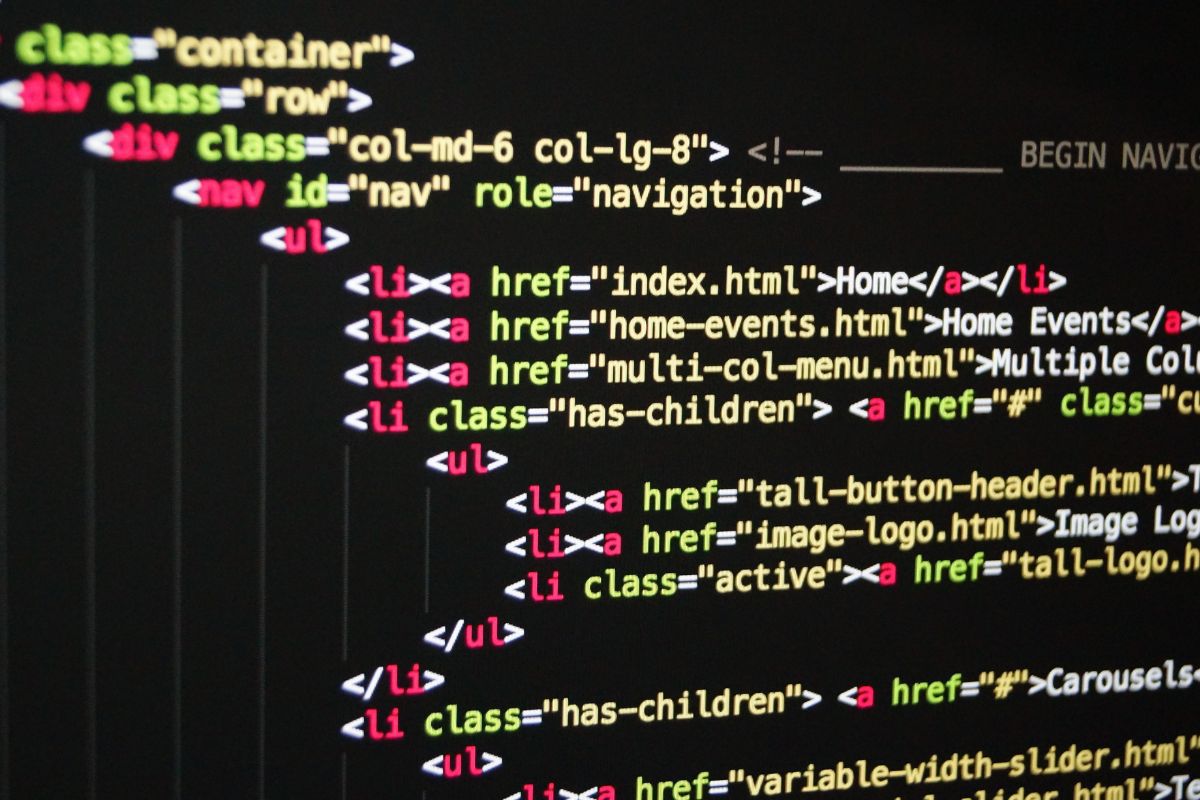 tela de dispositivo mostrando um código html