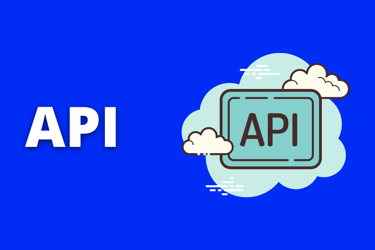 API: o fundo da imagem é azul e tem - se escrito API