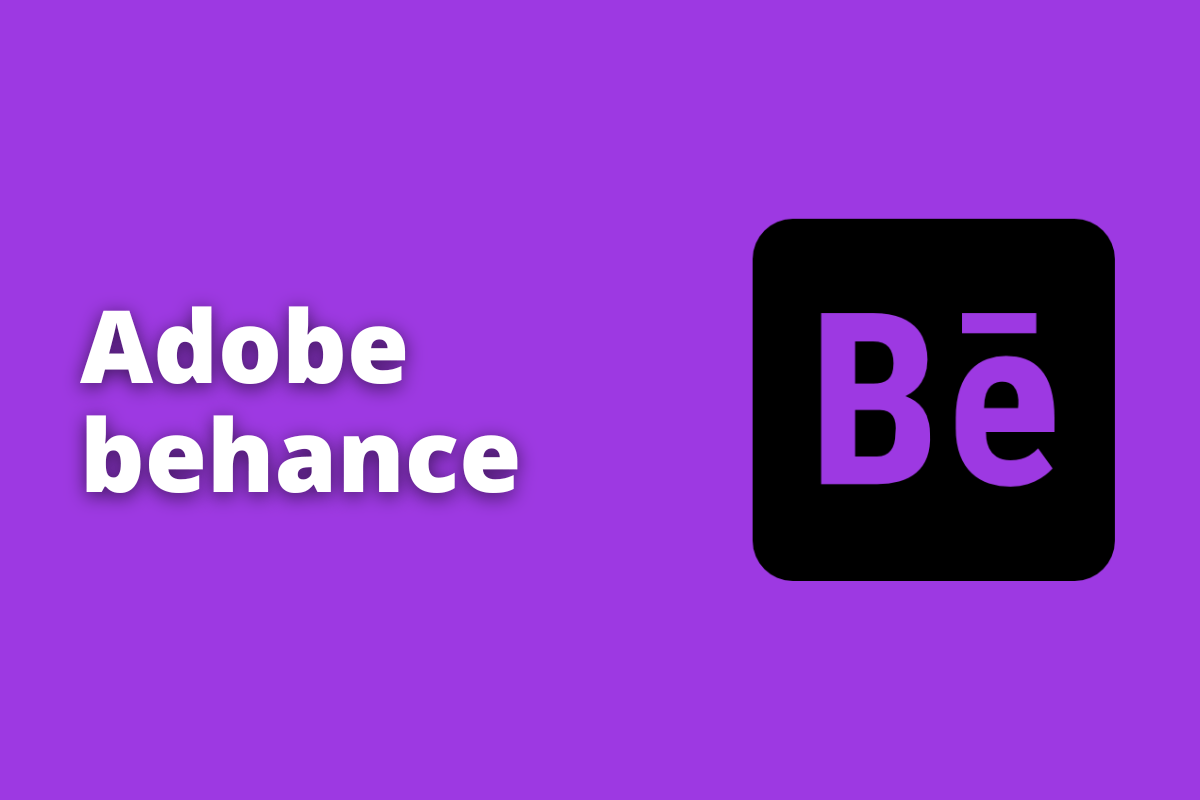 Adobe behance: a imagem tem o fundo roxo e tem - se escrito Adobe Behance