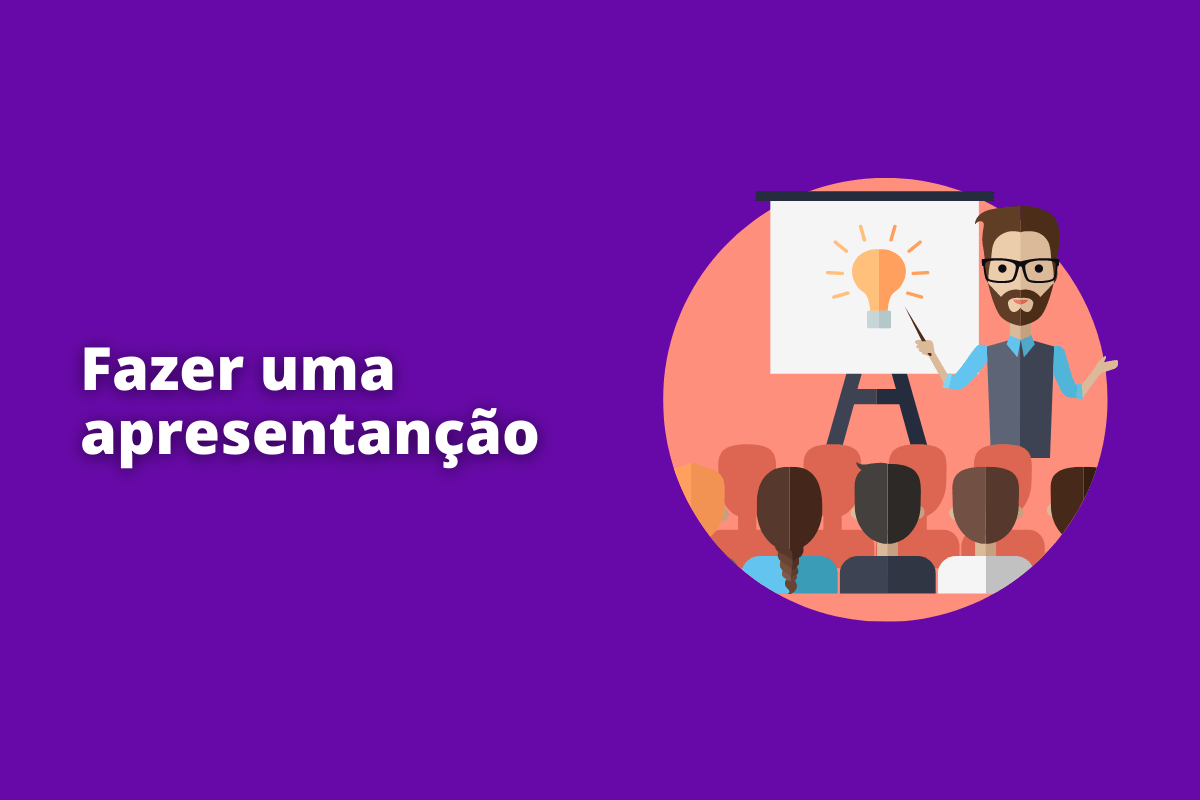 Montagem com fundo roxo e frase Mídia programática em branco à esquerda e símbolo web que representa o tema à direita