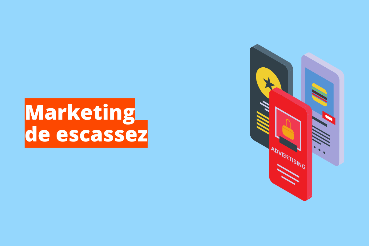 marketing de escassez: o fundo da imagem é azul e tem se escrito marketing de escassez