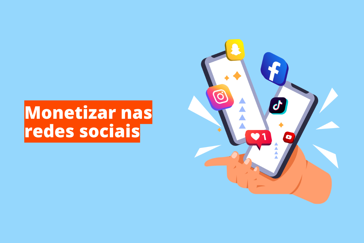 monetizar nas redes sociais: o fundo da imagem é azul e tem - se escrito monetizar nas redes sociais