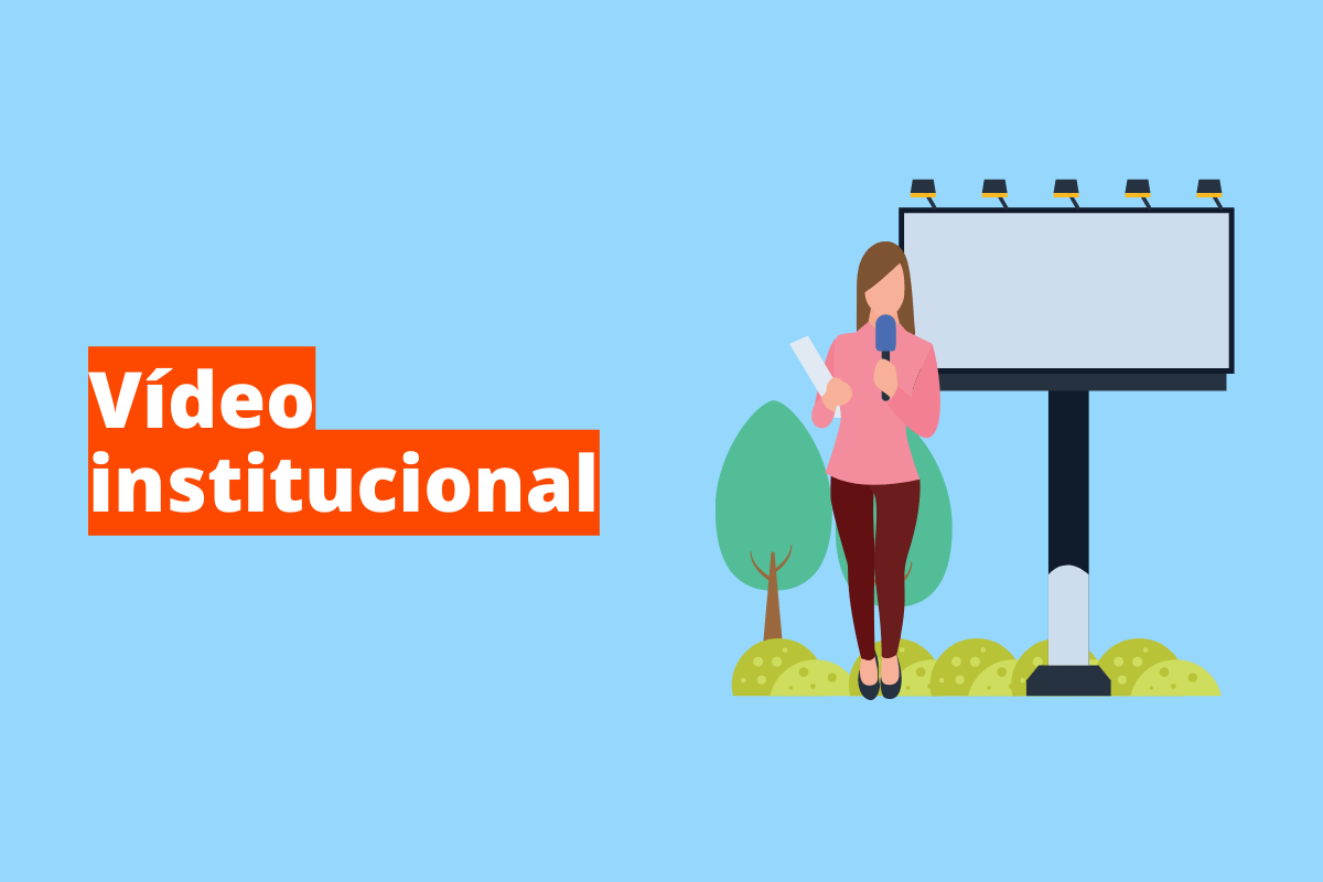 vídeo institucional: o fundo da imagem é azul e tem - se escrito vídeo institucional