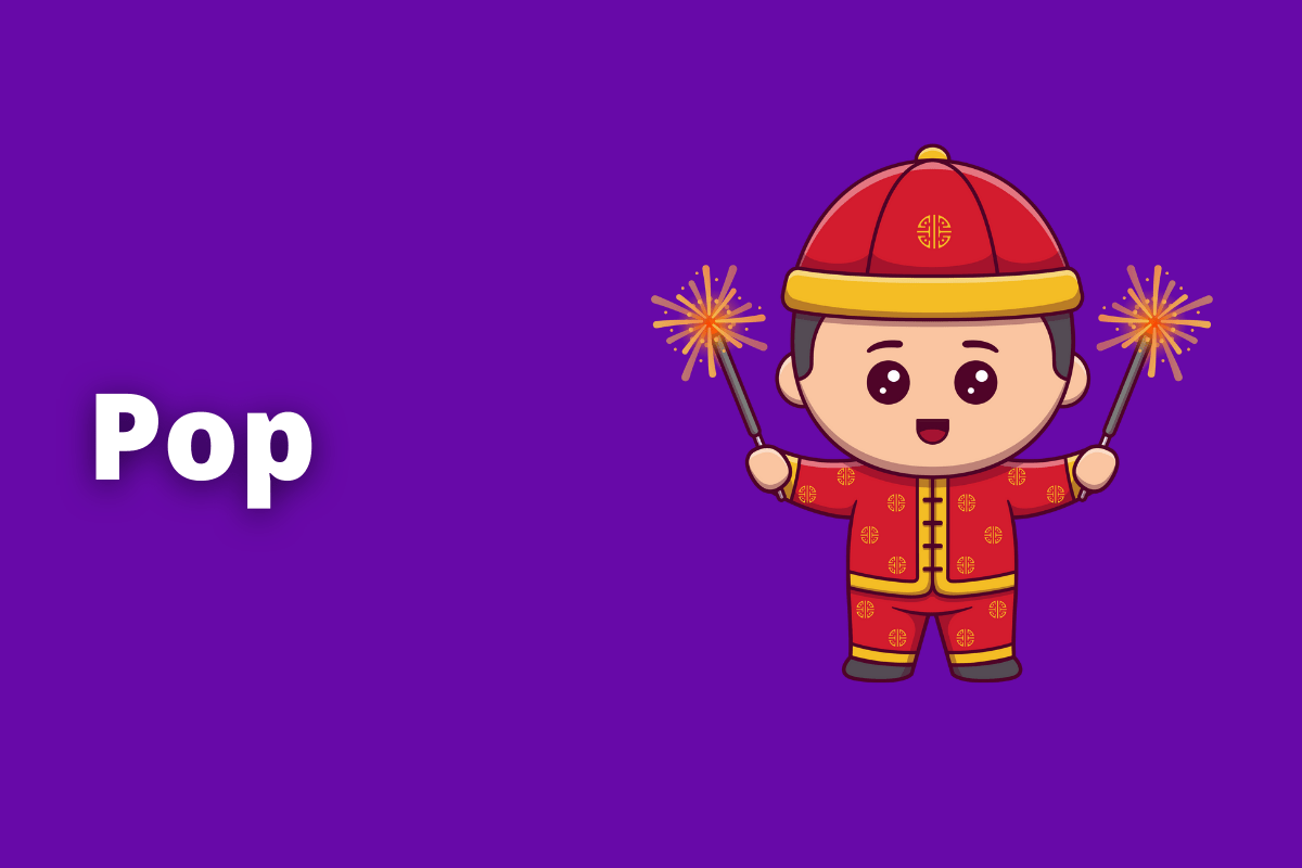 Montagem com fundo roxo e sigla POP em branco com símbolo web à direita que representa o tema