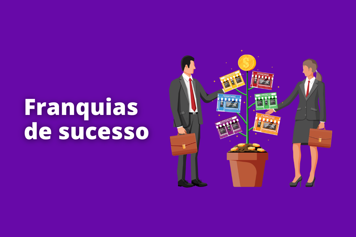 franquias de sucesso: o fundo da imagem é roxo e tem se franquias de sucesso