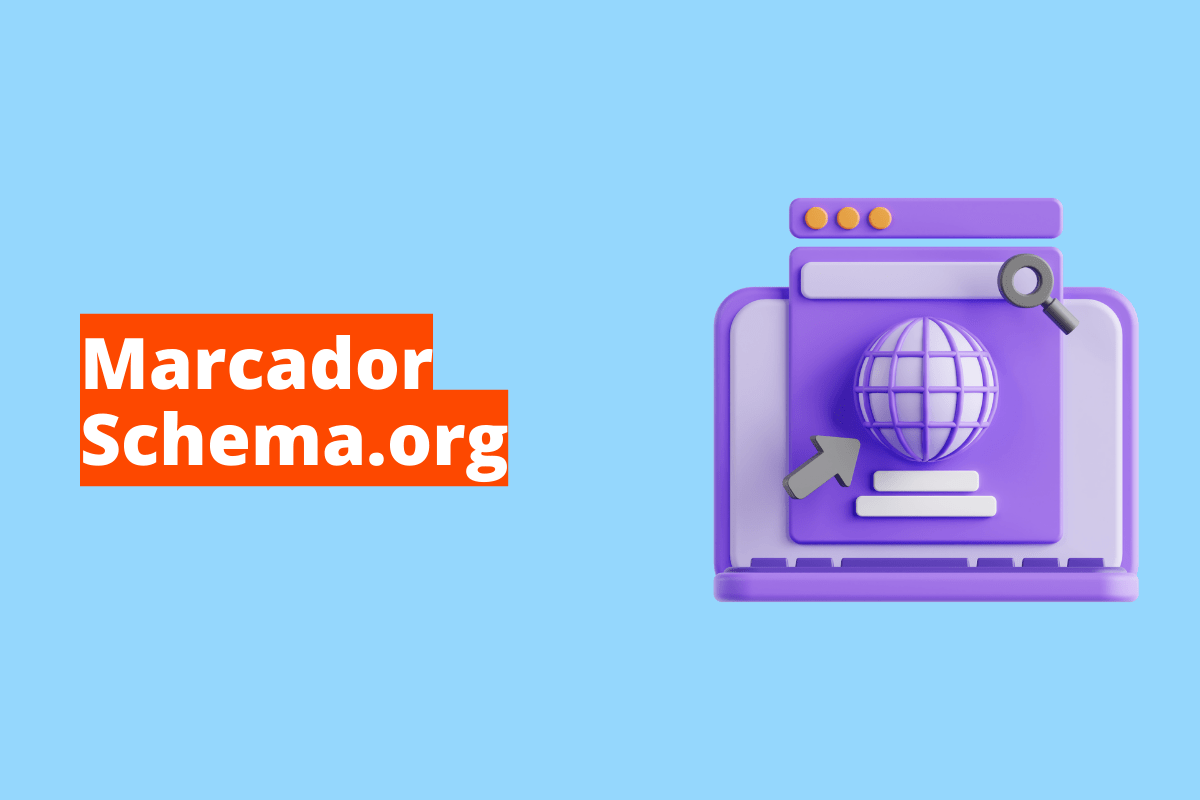 Marcador schema.org: o fundo da imagem é azul e tem se escrito Marcador schema.org