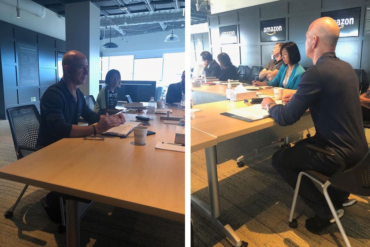 quem é jeff bezos jeff bezos em reunião na amazon