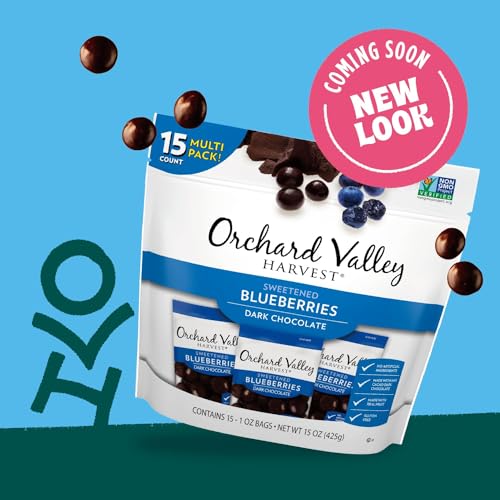 Orchard Valley Harvest Dark Chocolate Covered Blueberries, Ounce(Pack of 15), Gluten Free, Non-GMO, No Artificial Ingredients