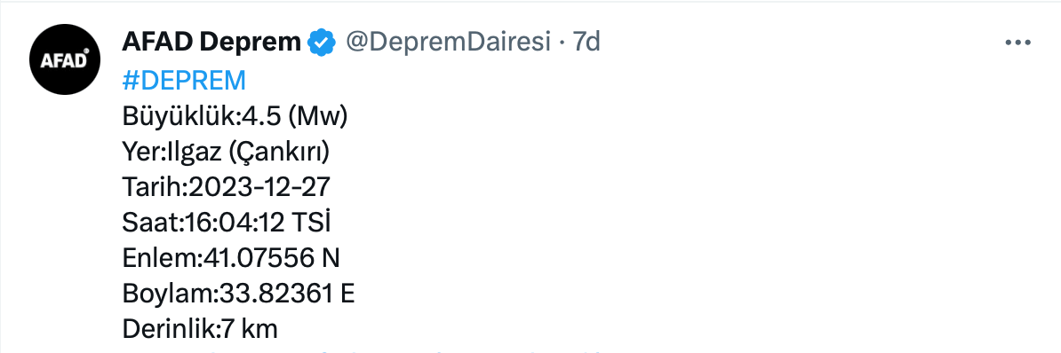 Çankırı Deprem