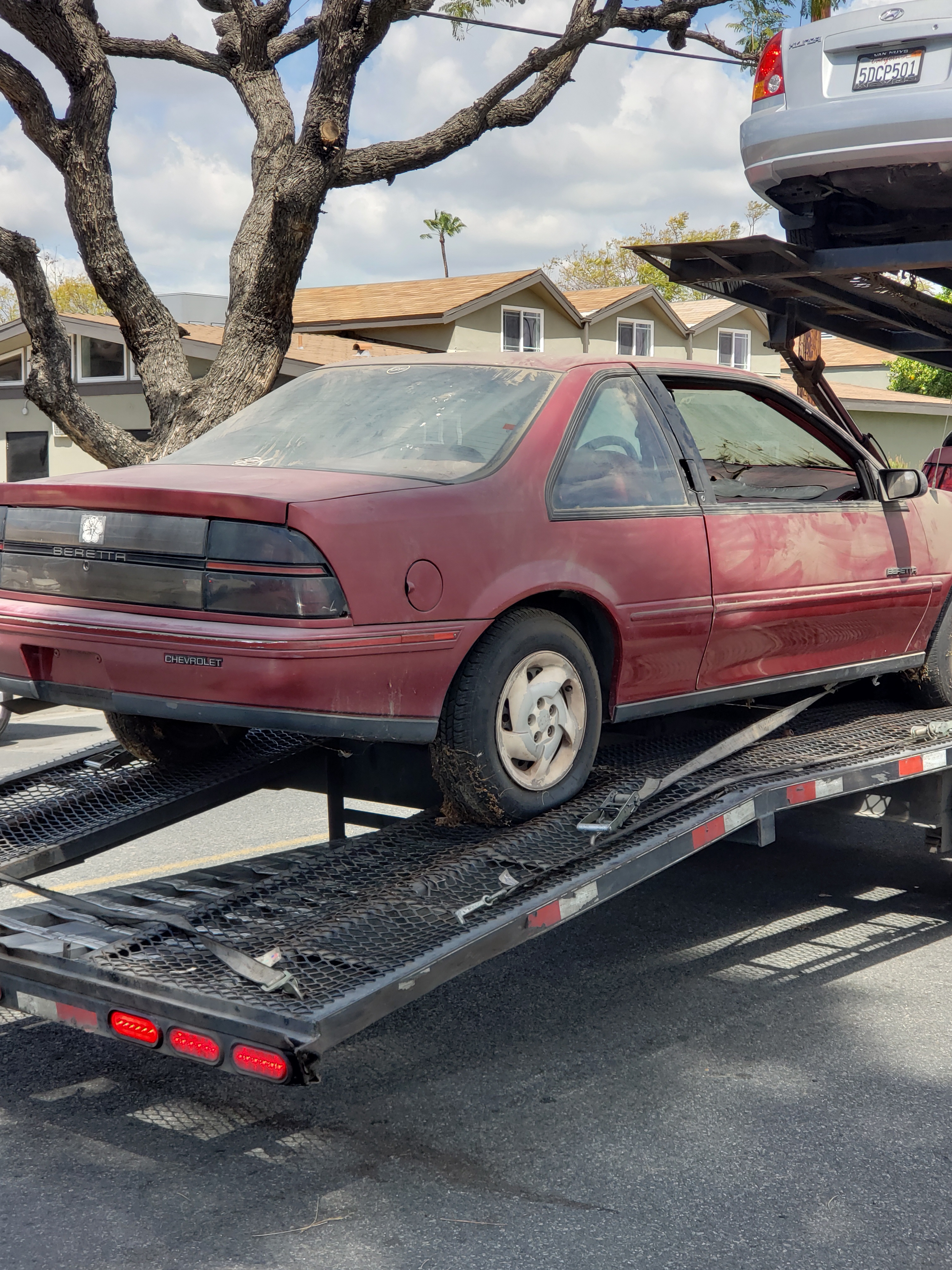 Grace, a 1992 Beretta, readied for towing by Kars4Kids, 2019