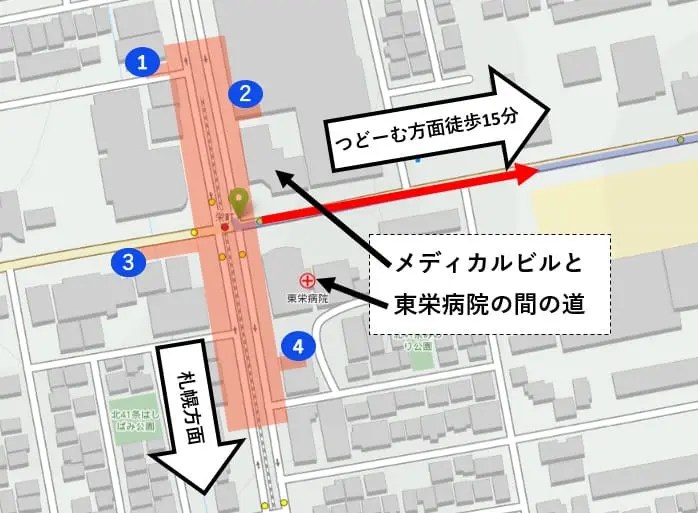 地下鉄東豊線　栄町マップ