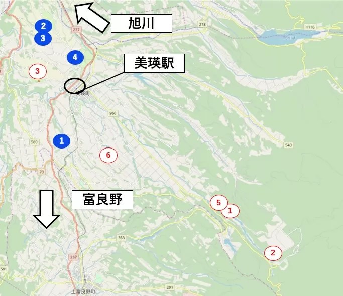 美瑛観光スポット位置相関図