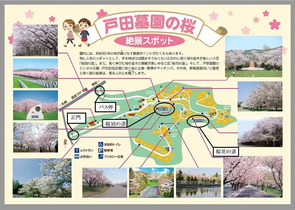 戸田記念墓地公園　桜のエリアマップ
