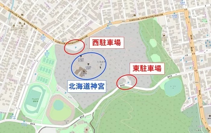 北海道神宮　駐車場マップ