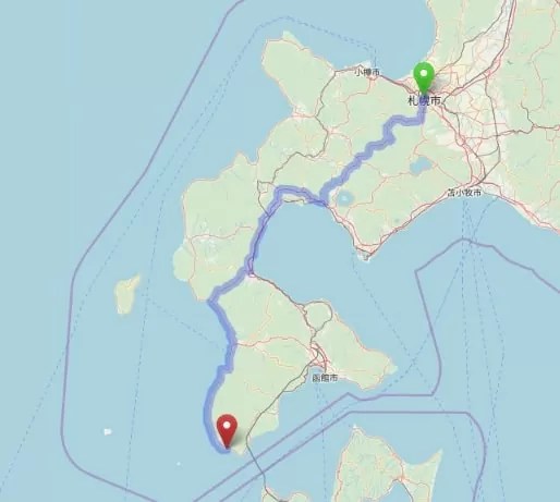 車で移動 札幌~松前公園