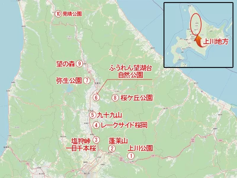 【上川地方北部･桜十景色】相関マップ