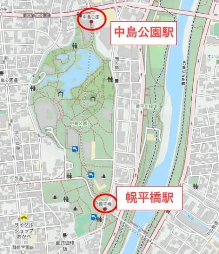 中島公園周辺の駅マップ