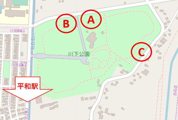 川下公園の駐車場マップ