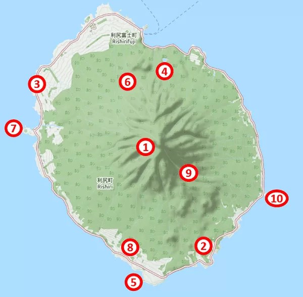 利尻島の名所10選 相関マップ