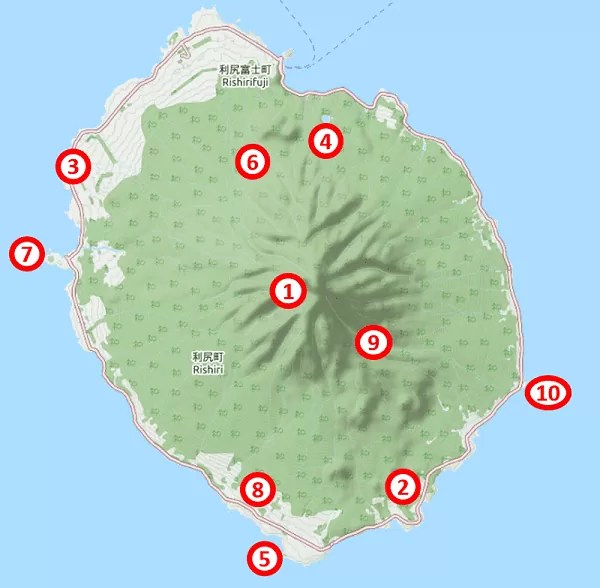 利尻島の名所10選　相関マップ