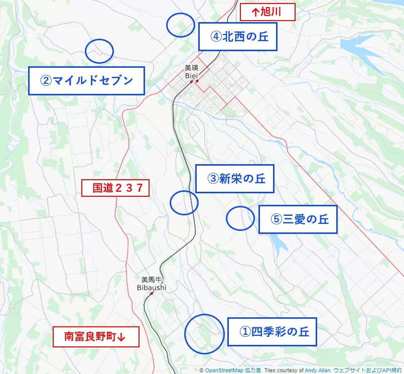 美瑛の丘　相関マップ