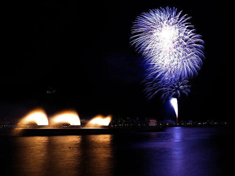 函館港花火大会　花火の様子