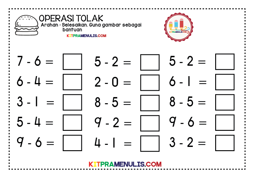 Menulis Operasi Tolak Dalam Bentuk Ayat Matematik Dan Bentuk Lazim