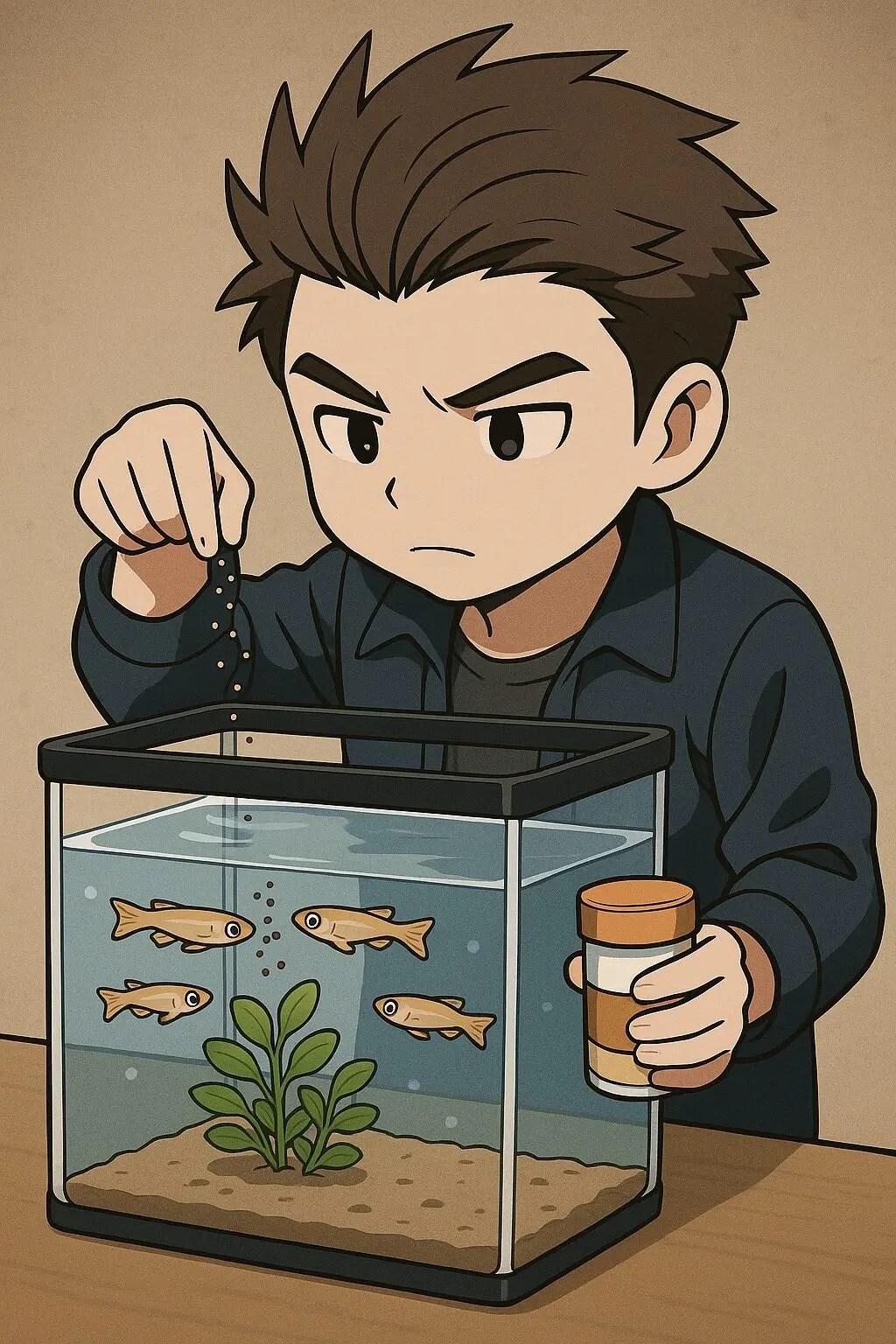 メダカにエサをあげる元社畜