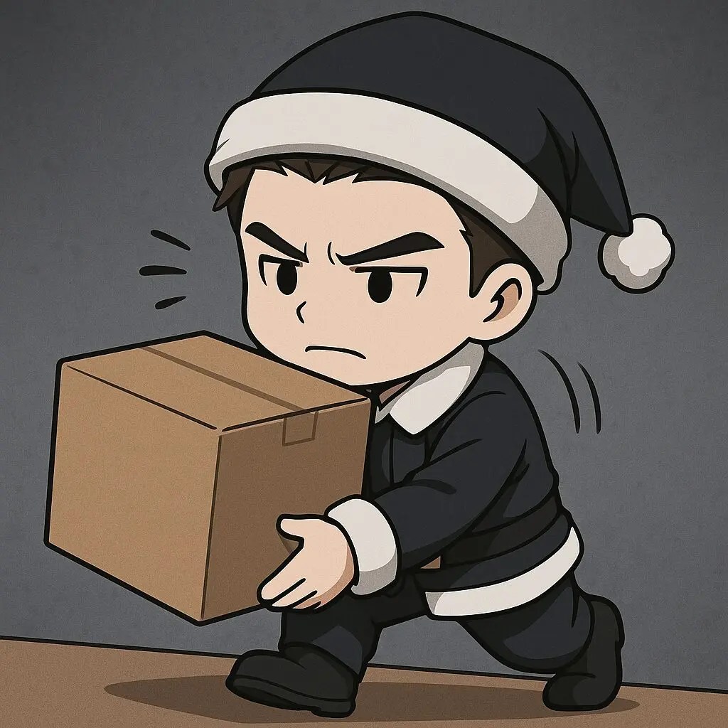 搬入作業をするサンタ