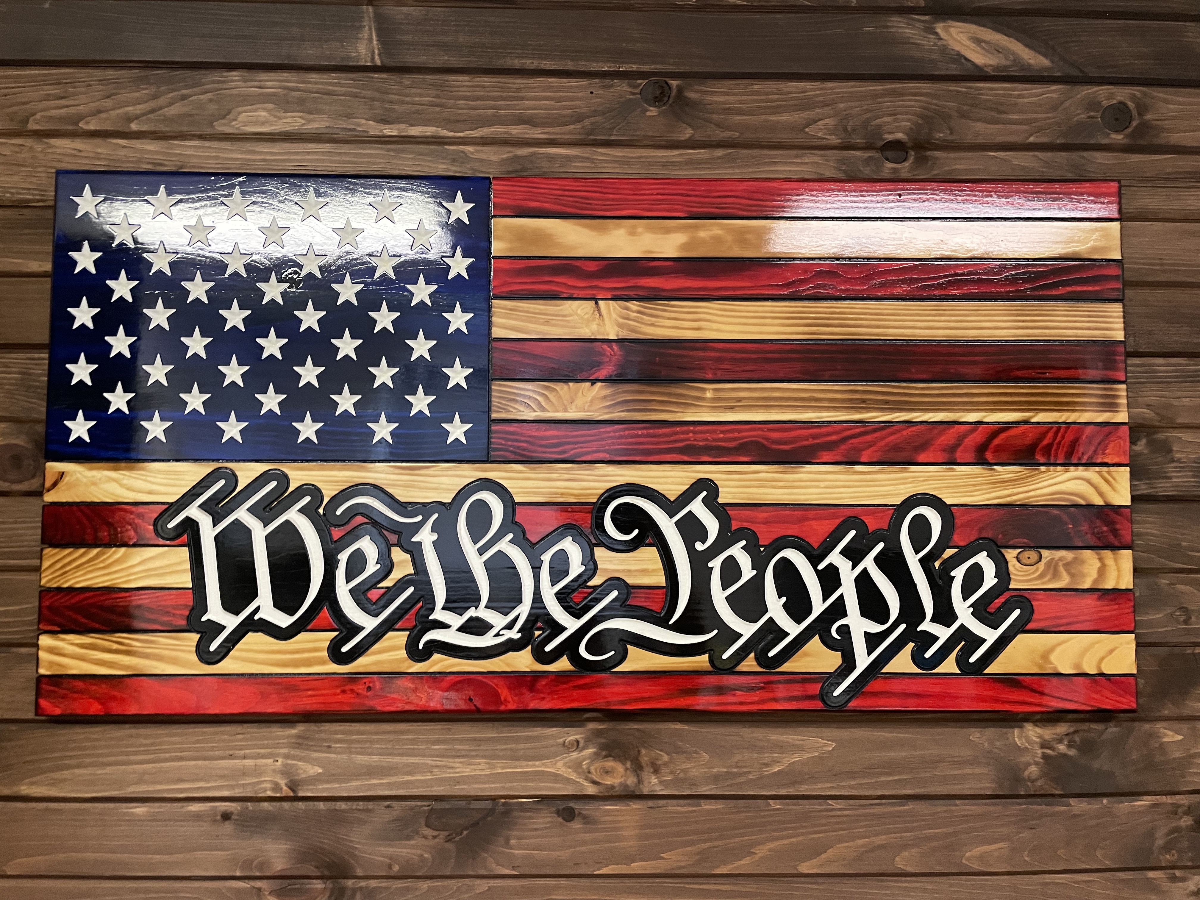 We The People Rustic Wooden American Flag American Flag Rustic American Flag Wall Decor Kpcc Woodworking And Rustic Flags